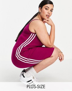 Бордовое платье на бретельках adidas Originals Plus Size-Красный