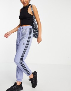 Голубые нейлоновые джоггеры с 3 фирменными полосами adidas-Голубой