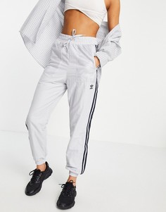 Серые нейлоновые джоггеры с 3 полосами adidas-Серый