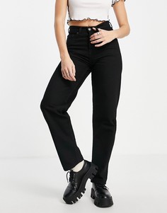 Черные широкие джинсы из органического хлопка округлой формы Selected Femme-Черный цвет