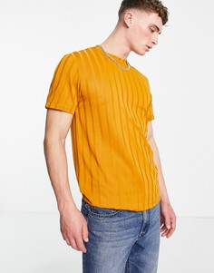 Темно-желтая футболка в рубчик ASOS DESIGN-Желтый