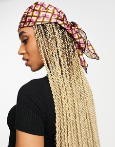 Розовый атласный платок с геометрическим принтом First Distraction The Label-Розовый цвет