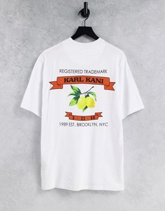 Oversized-футболка с принтом фруктов и логотипа в стиле ретро Karl Kani-Белый
