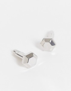 Серебристые шестигранные запонки ASOS DESIGN-Серебряный