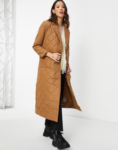 Светло-коричневое стеганое пальто с завязками на талии Only-Коричневый цвет