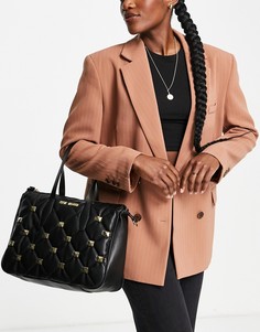 Черная стеганая сумка-тоут с ремешком Steve Madden-Черный цвет