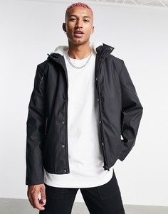 Короткая непромокаемая парка черного цвета с подкладкой из искусственного меха ASOS DESIGN-Черный цвет