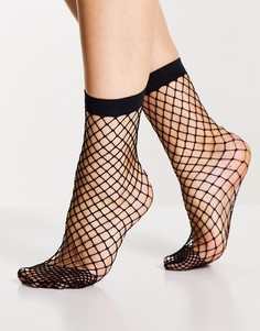 Черные сетчатые носки до середины голени ASOS DESIGN-Черный цвет