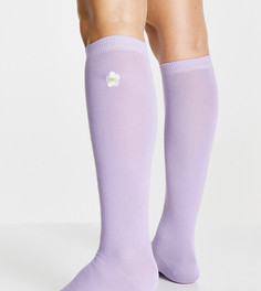 Сиреневые гольфы с вышивкой в виде цветов ASOS DESIGN-Фиолетовый цвет