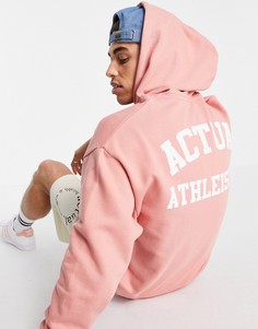 Розовый oversized-худи с принтом логотипа на спине ASOS Actual Athleisure-Розовый цвет