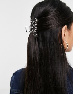 Серебристая заколка-краб в виде смайлика ASOS DESIGN-Серебряный