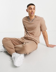 Светло-бежевый комплект из футболки и джоггеров River Island-Светло-бежевый цвет