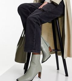 Шалфейно-зеленые ботинки на каблуке для широкой стопы ASOS DESIGN Remmy-Зеленый цвет