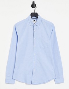 Синяя эластичная оксфордская рубашка с длинными рукавами Topman-Голубой