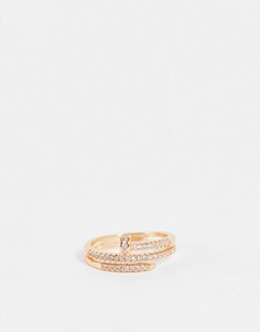 Золотистое кольцо в форме винта с отделкой стразами ALDO Olerra-Золотистый