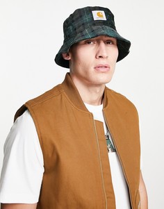 Зеленая вельветовая панама в клетку Carhartt WIP-Зеленый цвет
