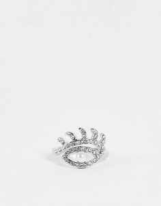 Серебристое кольцо с дизайном в виде глаза и мозаичной отделкой DesignB London-Серебряный
