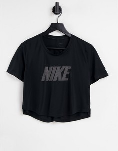Черная укороченная футболка Nike Training Metallic Dri-Fit One-Черный цвет