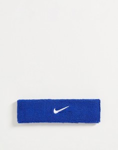 Синяя повязка на голову с логотипом-галочкой Nike-Голубой