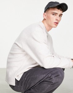 Oversized-свитшот из флиса с разрезами по бокам ASOS DESIGN-Светло-бежевый цвет