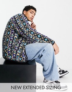 Флисовая олимпийка в стиле oversized со сплошным ацтекским принтом ASOS DESIGN-Разноцветный
