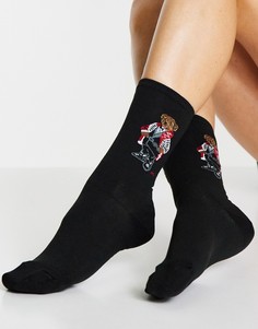 Черные носки с логотипом в виде медведя Polo Ralph Lauren-Черный