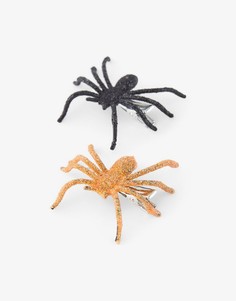 Набор из 2 блестящих заколок для волос черного и оранжевого цветов Pieces Halloween-Разноцветный