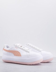 Белые и светло-коричневые кроссовки Puma Suede Mayu-Белый