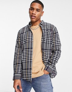 Oversized-рубашка в клетку и в полоску с длинными рукавами Ben Sherman-Темно-синий