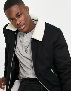 Черная куртка Харрингтон с воротником "борг" Topman-Черный цвет