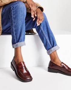 Коричневые кожаные лоферы ASOS DESIGN Monthly-Коричневый цвет