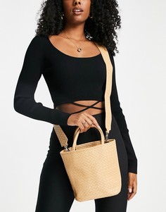 Светло-коричневая плетеная сумка через плечо SVNX-Коричневый цвет