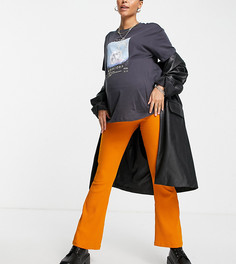 Оранжево-горчичные расклешенные брюки в рубчик ASOS DESIGN-Оранжевый цвет
