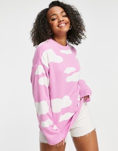 Розовый джемпер с узором в виде облаков ASOS DESIGN-Розовый цвет