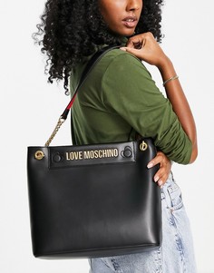 Черная сумка на плечо с логотипом Love Moschino-Черный цвет