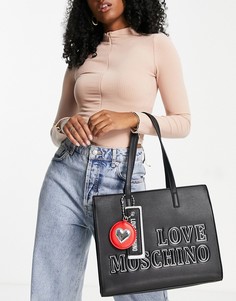Черная сумка-тоут с большим логотипом Love Moschino-Черный цвет
