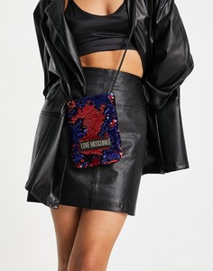 Красная сумка через плечо, декорированная пайетками Love Moschino-Красный