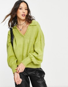 Oversized-джемпер с воротником без застежек зеленого цвета ASOS DESIGN-Зеленый цвет