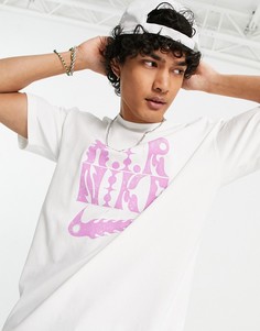 Белая футболка в стиле oversized с графическим принтом Nike Wild-Белый