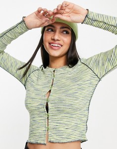 Зеленый кардиган многооттеночного крашения на пуговицах Topshop-Зеленый цвет