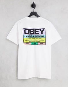 Белая футболка с принтом на спине Obey Build To Last-Белый