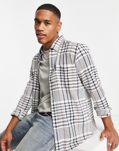 Oversized-рубашка в клетку и в полоску с длинными рукавами Ben Sherman-Белый