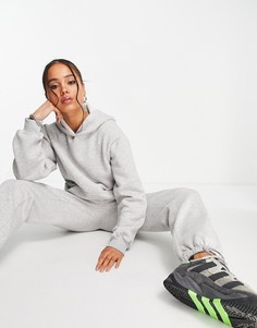 Серый меланжевый спортивный костюм в стиле oversized с худи и джоггерами ASOS DESIGN