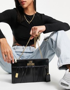 Черная сумка через плечо с ремешком-цепочкой Love Moschino-Черный цвет