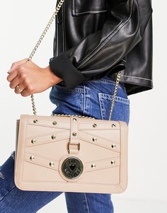 Светло-коричневая сумка на плечо с заклепками Love Moschino-Светло-бежевый цвет