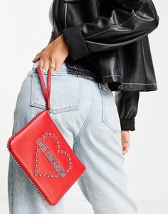 Красная сумка через плечо с ремешком на запястье и логотипом-сердцем Love Moschino-Красный