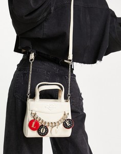 Сумка-тоут цвета слоновой кости с ручками сверху и цепочкой Love Moschino-Белый