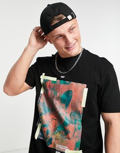 Черная футболка классического кроя с накладкой в виде фото River Island-Черный цвет