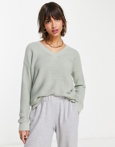 Шалфейно-зеленый джемпер с V-образным вырезом Vila-Зеленый цвет