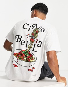 Белая oversized-футболка с принтом спагетти на спине New Love Club-Белый